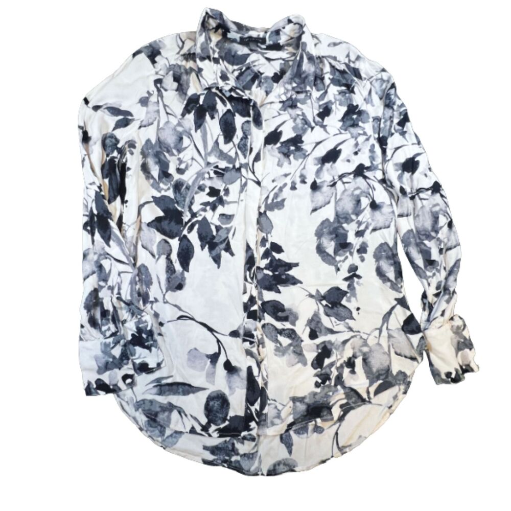 The Limited Floral White Black Blouse White Black XL